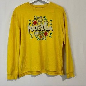 Well Worn Women’s Poderosa Long Sleeve Graphic Sweatshirt Yellow NWT Latin